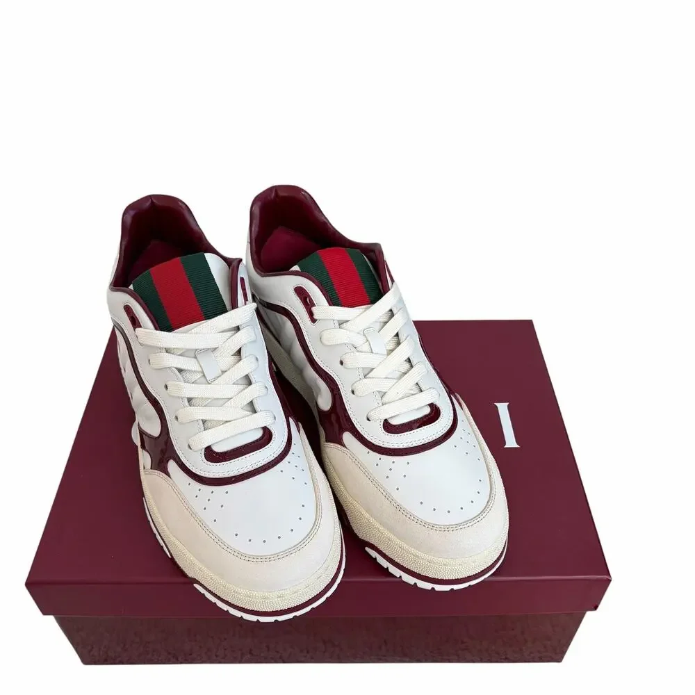 GUCCI Re-Web Sneaker White Leather 786186 Men's Size 11.5 US 12 $1150 NEW